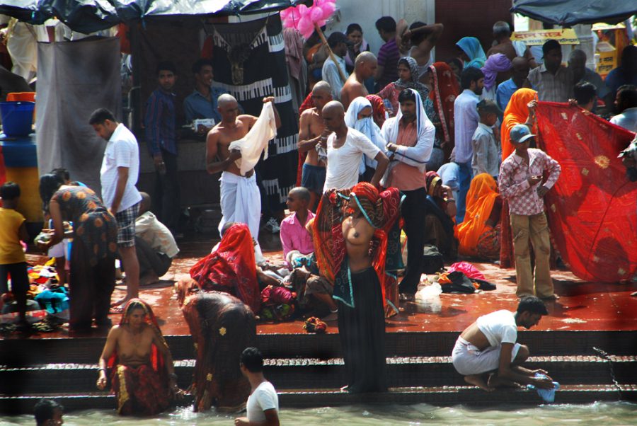 After a holy dip in Ganga
